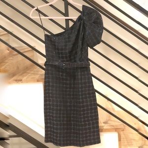Eva Franco One-Shoulder Dress  (navy/black) size 4